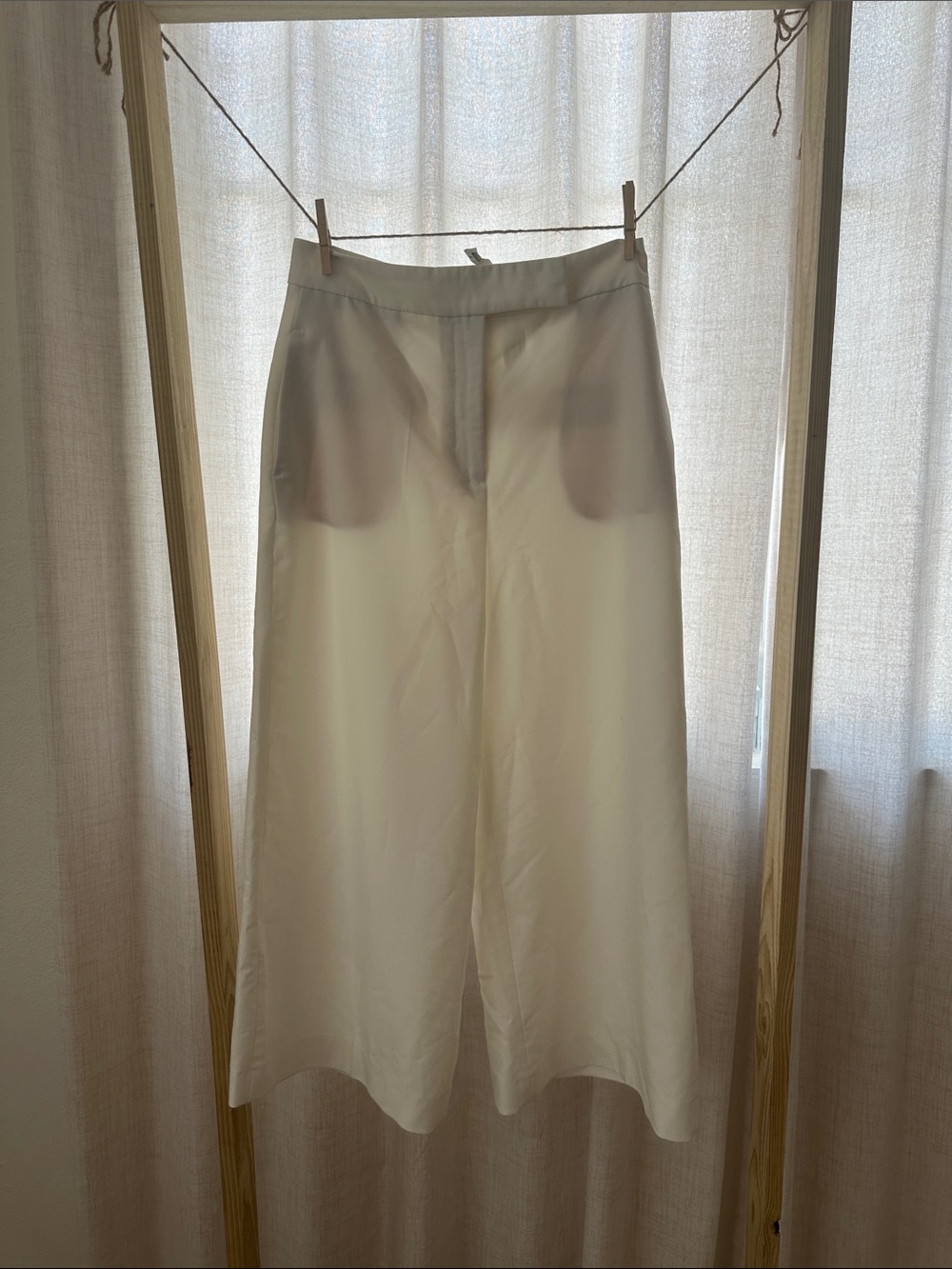 White Wide-Leg Cropped Trousers
